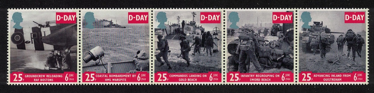 Great Britain Tanks Artillery 50th Anniversary of D-Day strip of 5v 1994 MNH SG#1824-1828