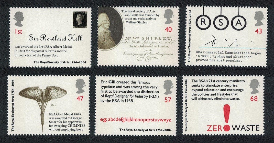 Great Britain 250th Anniversary of Royal Society of Arts 6v 2004 MNH SG#2473-2478 Sc#2222-2227