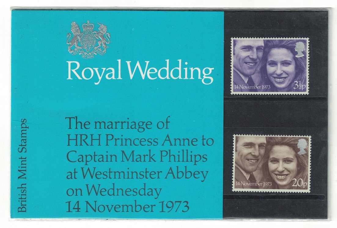 Great Britain Royal Wedding Princess Anne 2v Pres. Pack 1973 MNH SG#941-942