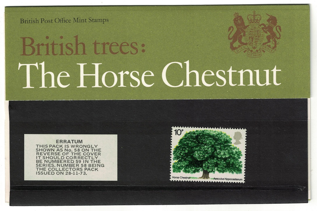 Great Britain Horse Chestnut Tree Pres. Pack No. 58 1974 MNH SG#949