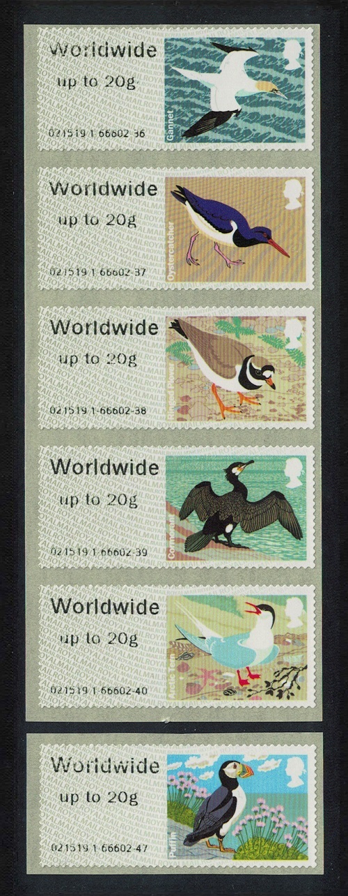 Great Britain Birds Post and Go Worldwide 20gr 6v 2011 MNH