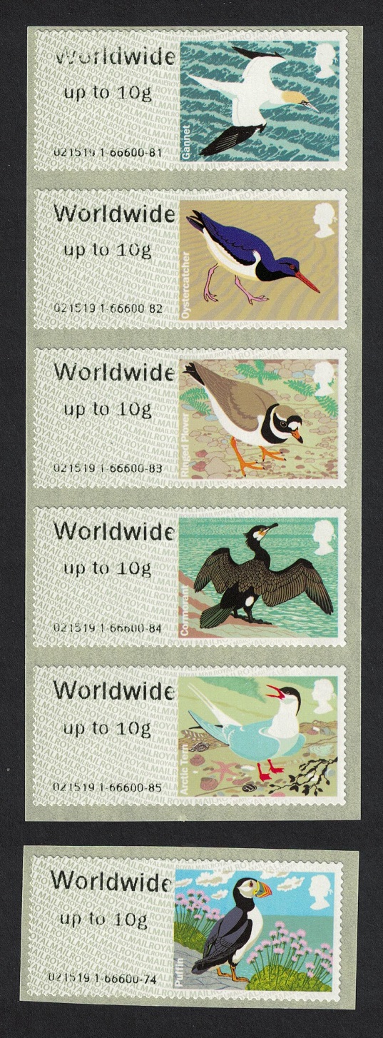 Great Britain Birds Post and Go Worldwide 10gr 6v 2011 MNH