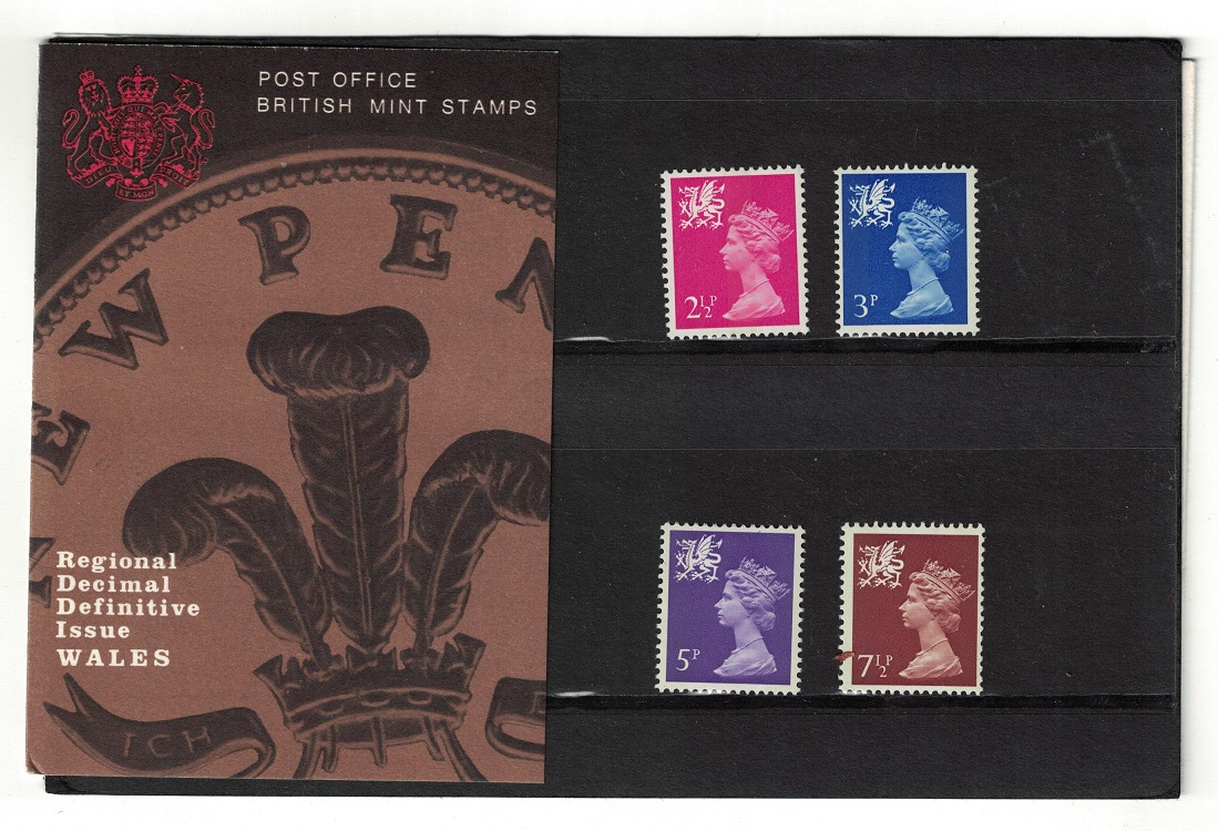 Great Britain WALES Regional Definitives 4v Pres. Pack No. 28 1971 MNH SG#Pack 28