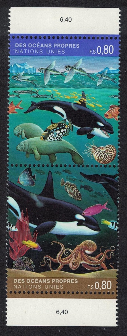 United Nations - Geneva Sea Life Whale Dolphin Octopus 1992 MNH SG#G214-G215