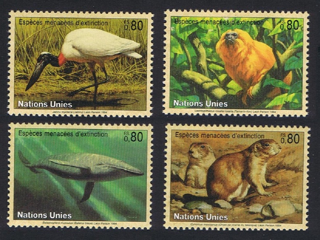 United Nations - Geneva Prairie Dog Whale Golden Langur Jabiru Bird 4v 1994 MNH SG#G246-G249 MI#245-248 Sc#249a