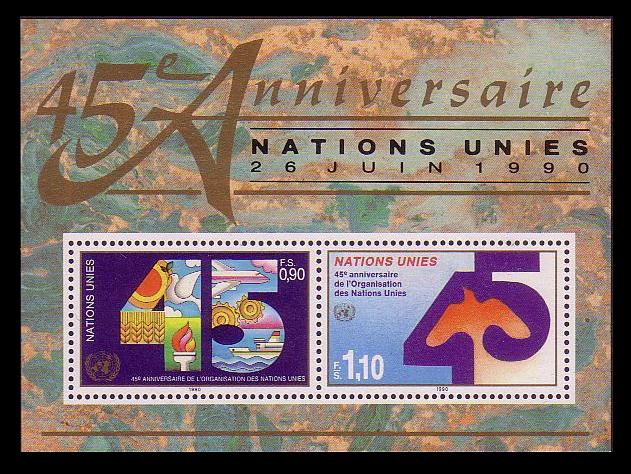 United Nations - Geneva 45th Anniversary of UNO MS 1990 MNH SG#G190