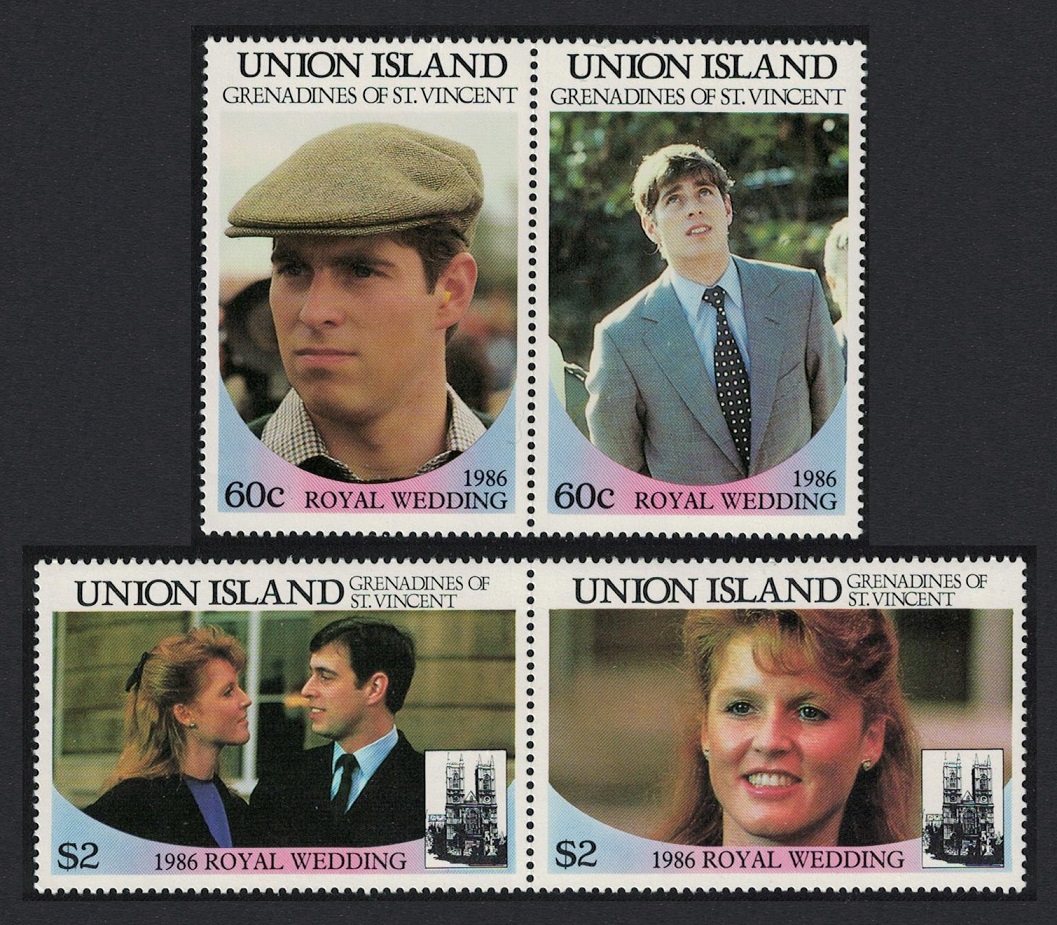 Union Island Royal Wedding Prince Andrew 4v pairs 1986 MNH Sc#228-231