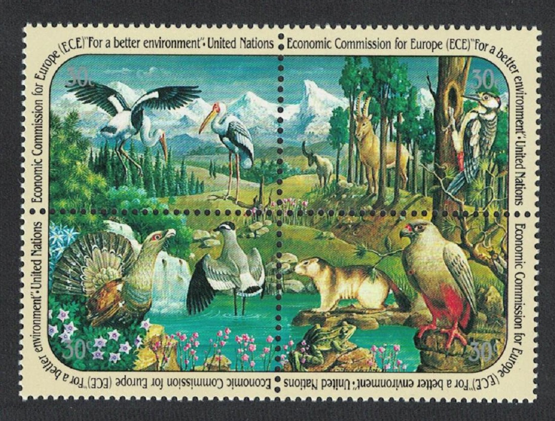 United Nations - New York Birds Animals Block of 4v 1991 MNH SG#594-597