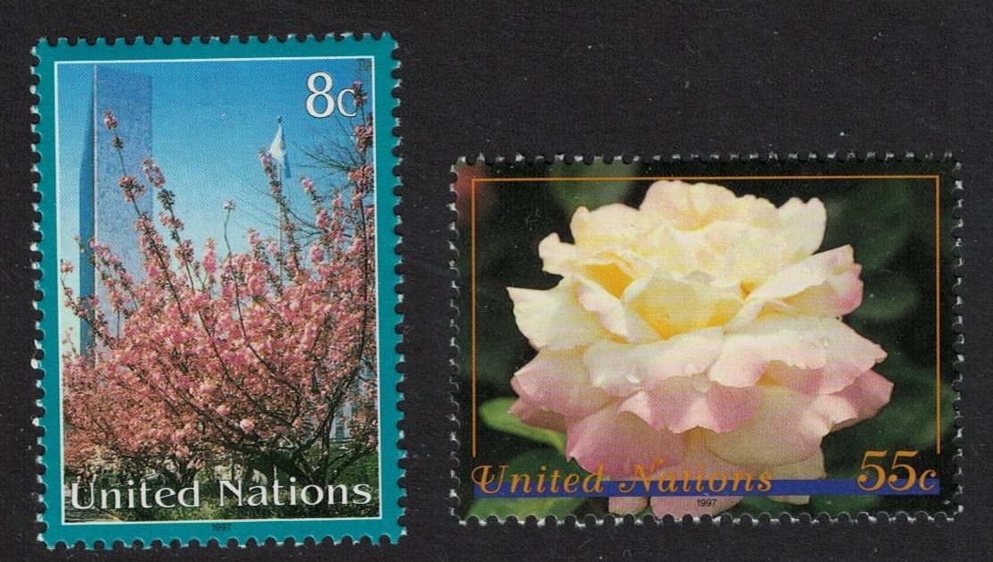 United Nations - New York Rose Cherry Tree Plants 2v 1997 MNH SG#718-719