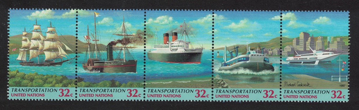 United Nations - New York Ships Boats Economic Commissions 5v Strip 1997 MNH SG#729-733