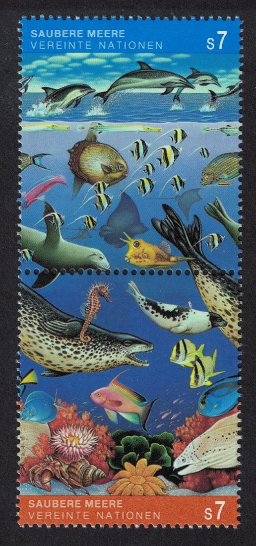 United Nations - Vienna Whales Fish Marine Life Clean Ocean pair 1992 MNH SG#V126-V127