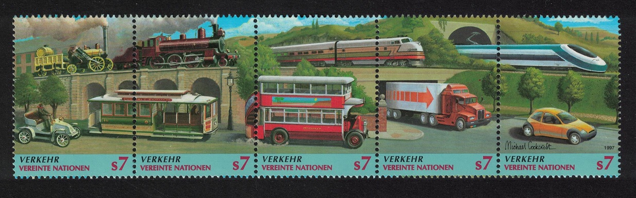 United Nations - Vienna Buses Transport Economic and Social Commission 5v Strip 1997 MNH SG#V232-V236