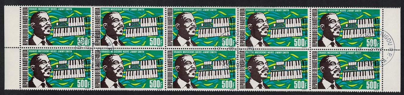 Upper Volta Famous Musician Jimmy Smith strip of 10v 1972 CTO SG#367 Sc#C407