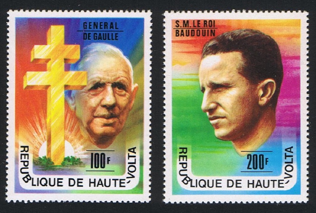 Upper Volta General de Gaulle King Baudouin 2v 1977 MNH SG#446-447 Sc#434-435