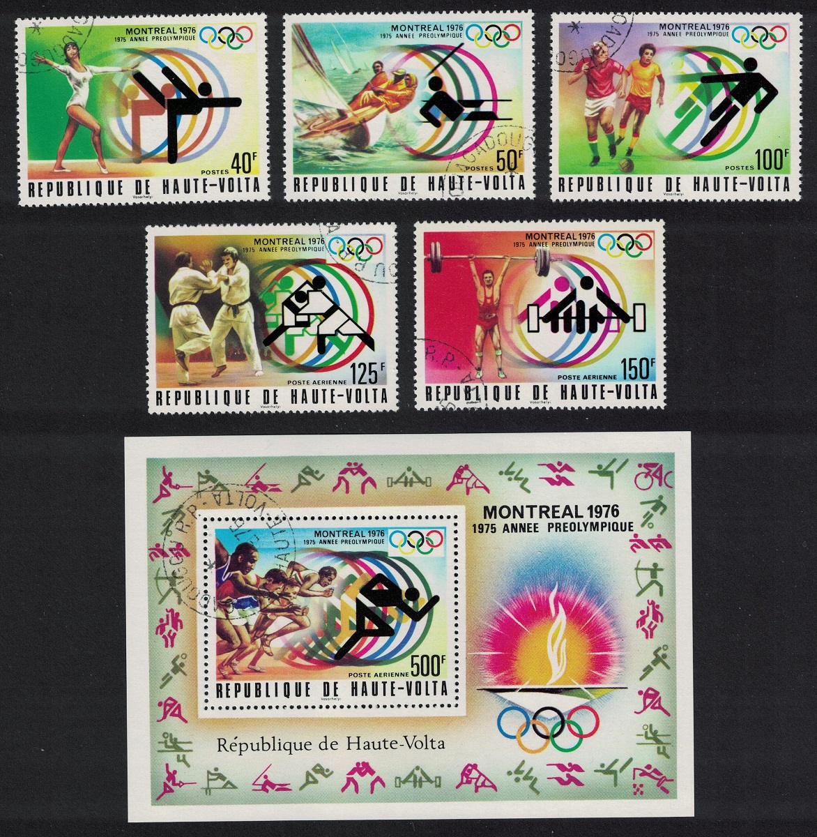 Upper Volta Summer Olympic Games Montreal 5v+MS 1976 CTO MI#611-615+Block 40 Sc#C230