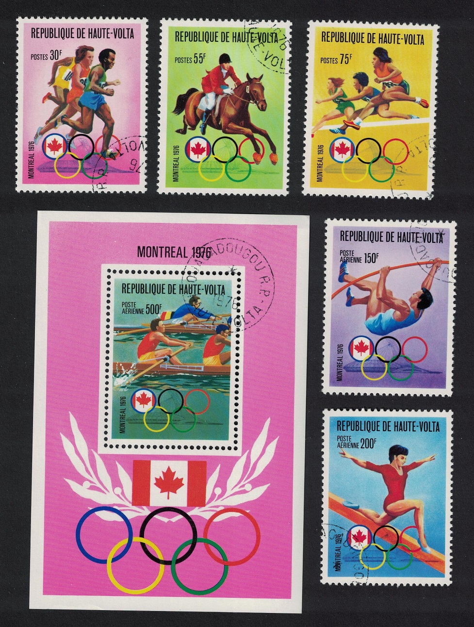 Upper Volta Summer Olympic Games Montreal 5v+MS 1976 CTO MI#617-621+Block 41 Sc#C233