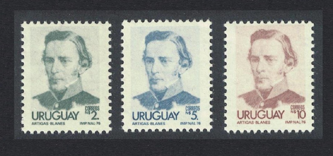 Uruguay Artigas Definitives 3v the Highest Values 1976 MNH SG#1649-1651a