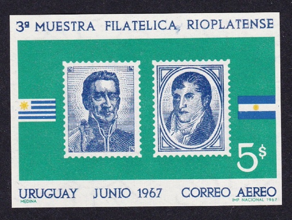 Uruguay Flags River Plate Philatelic Exhibition MS 1967 MNH SG#MS1342 Sc#C319