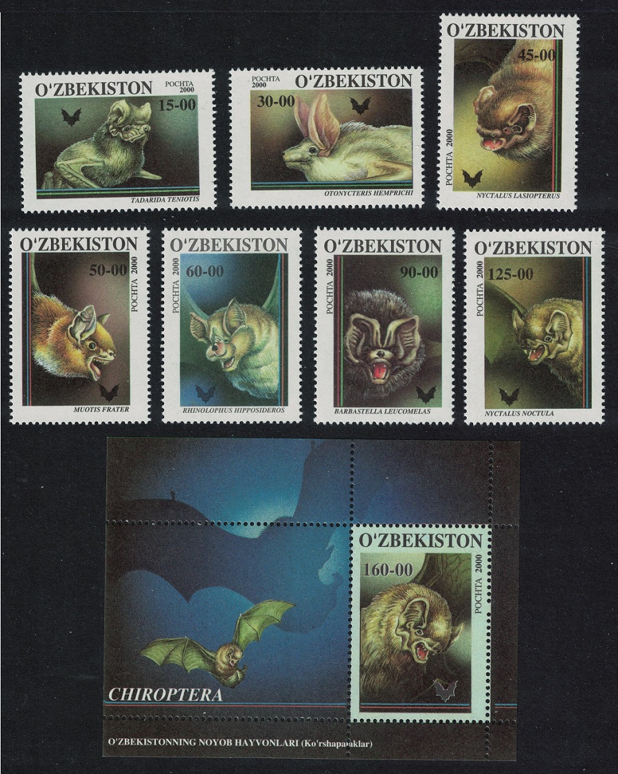 Uzbekistan Bats 7v+MS 2001 MNH SG#273-MS280 MI#277-272+Block 26