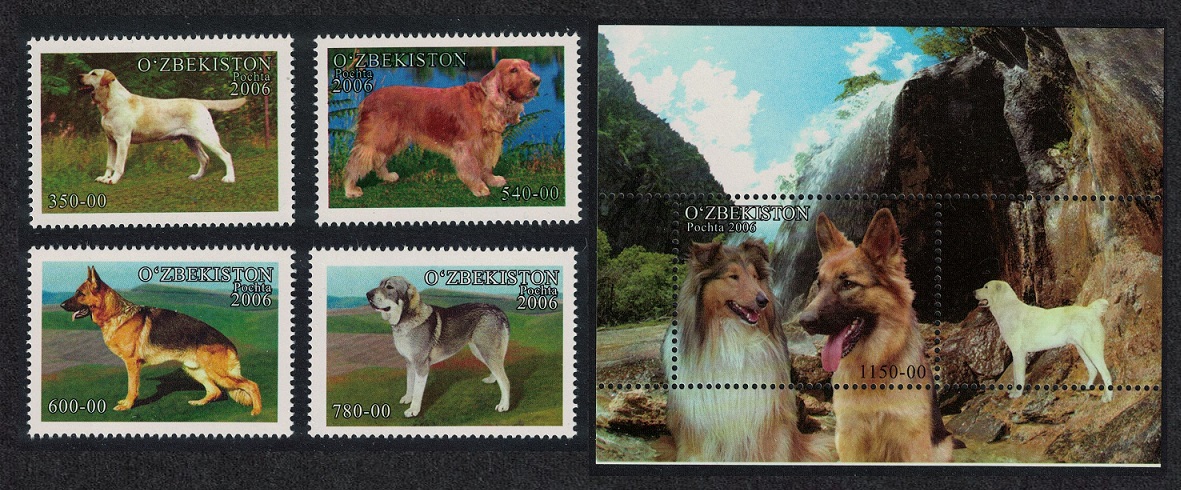 Uzbekistan Dogs 4v+MS 2006 MNH SG#515-MS519 MI#616-619+ Block 40