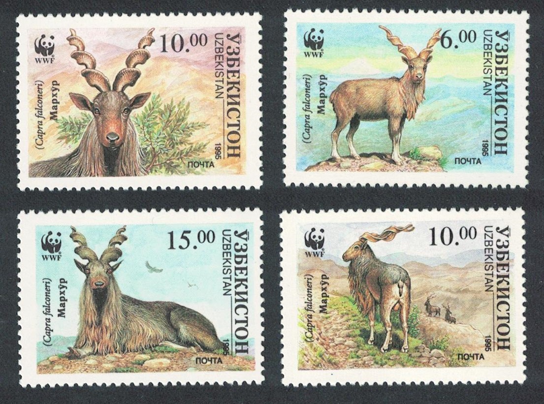 Uzbekistan WWF Markhor Screw Horn Goat 4v 1995 MNH SG#62-65 MI#61-64 Sc#64-67