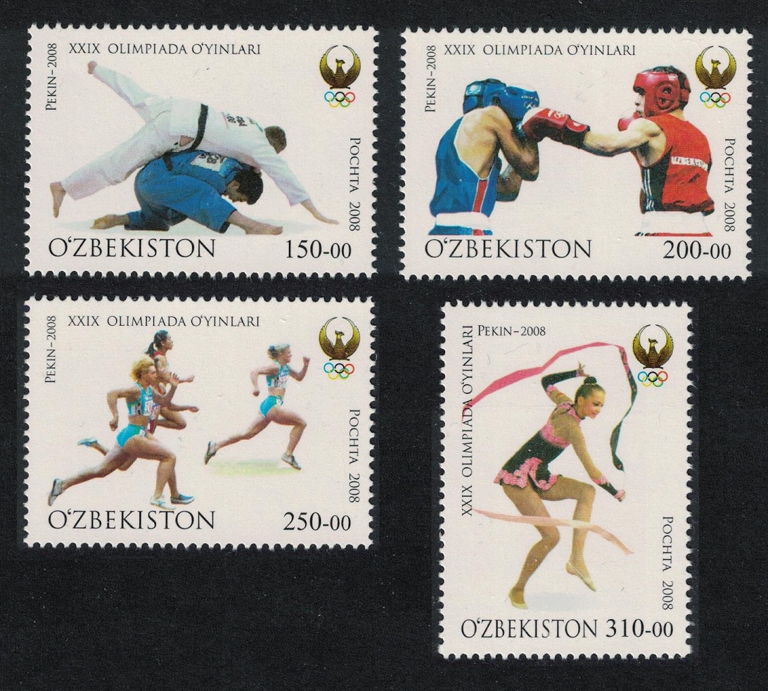 Uzbekistan Olympic Games Beijing Judo Boxing Gymnastics 4v 2008 MNH SG#631-634