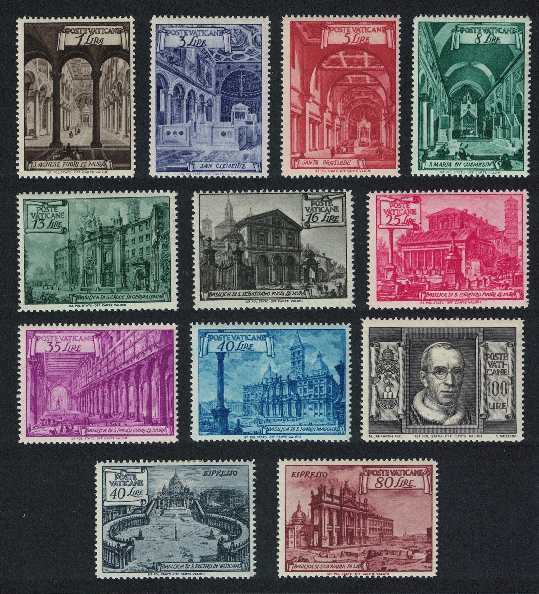 Vatican Basilicas 12v COMPLETE 1949 MH SG#139A-E150