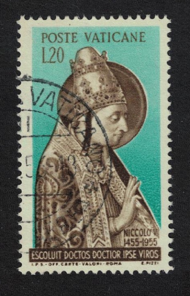 Vatican Fifth Death Centenary of Pope Nicholas 20L 1955 MNH SG#220