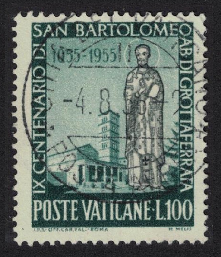 Vatican St Bartholomew the Young 100L 1955 Canc SG#225