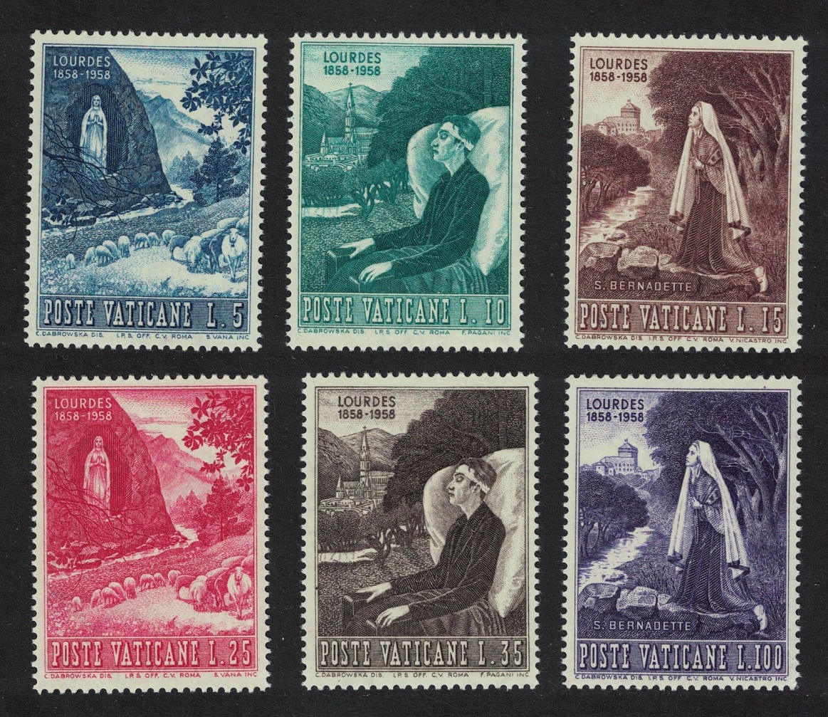 Vatican Apparition of the Virgin Mary at Lourdes 6v 1958 MNH SG#265-270 Sc#233-238