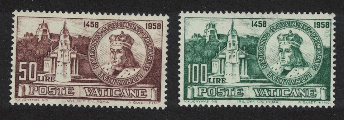 Vatican Saint Casimir patron saint of Lithuania 2v 1959 MNH SG#306-307 Sc#364-365