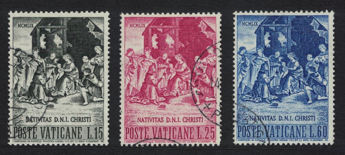 Vatican Christmas 3v 1959 Canc SG#308-310 Sc#266-268