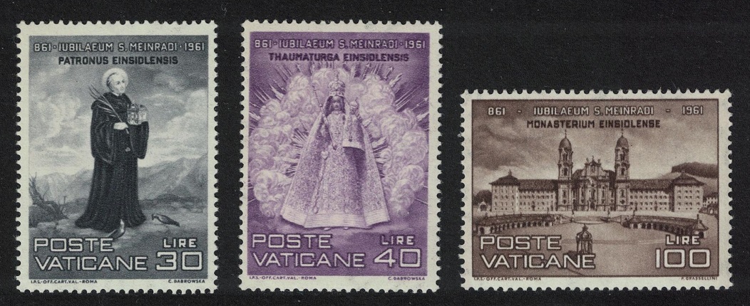 Vatican 11th Death Centenary of St Meinrad 3v 1961 MNH SG#340-342 Sc#298-300