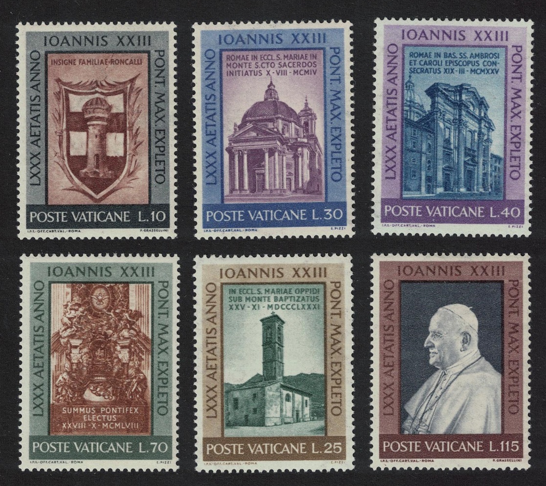 Vatican Pope John XXIII&#39;s 80th Birthday 6v 1961 MNH SG#359-364 Sc#317-322