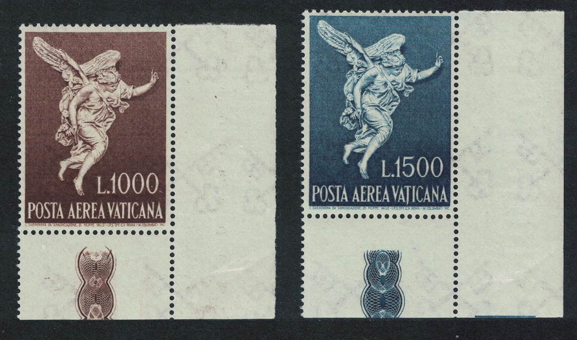 Vatican &#39;Annunciation&#39; after F. Valle Painting 2v Corners 1962 MNH SG#368-369 Sc#C45-C46