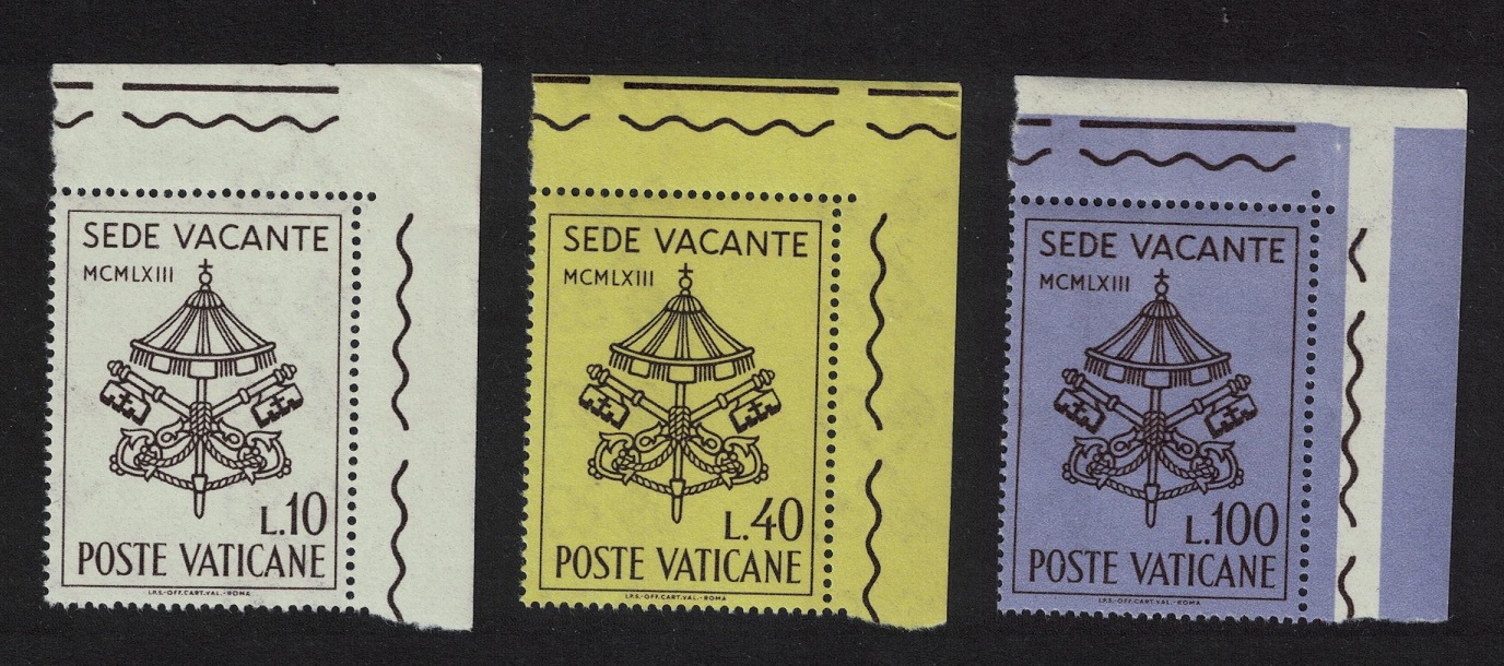 Vatican Vacant See 3v Corners 1963 MNH SG#406-408 Sc#362-364