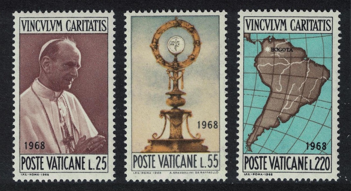 Vatican Pope Paul&#39;s Visit to Colombia 3v 1968 MNH SG#513-515 Sc#461-463