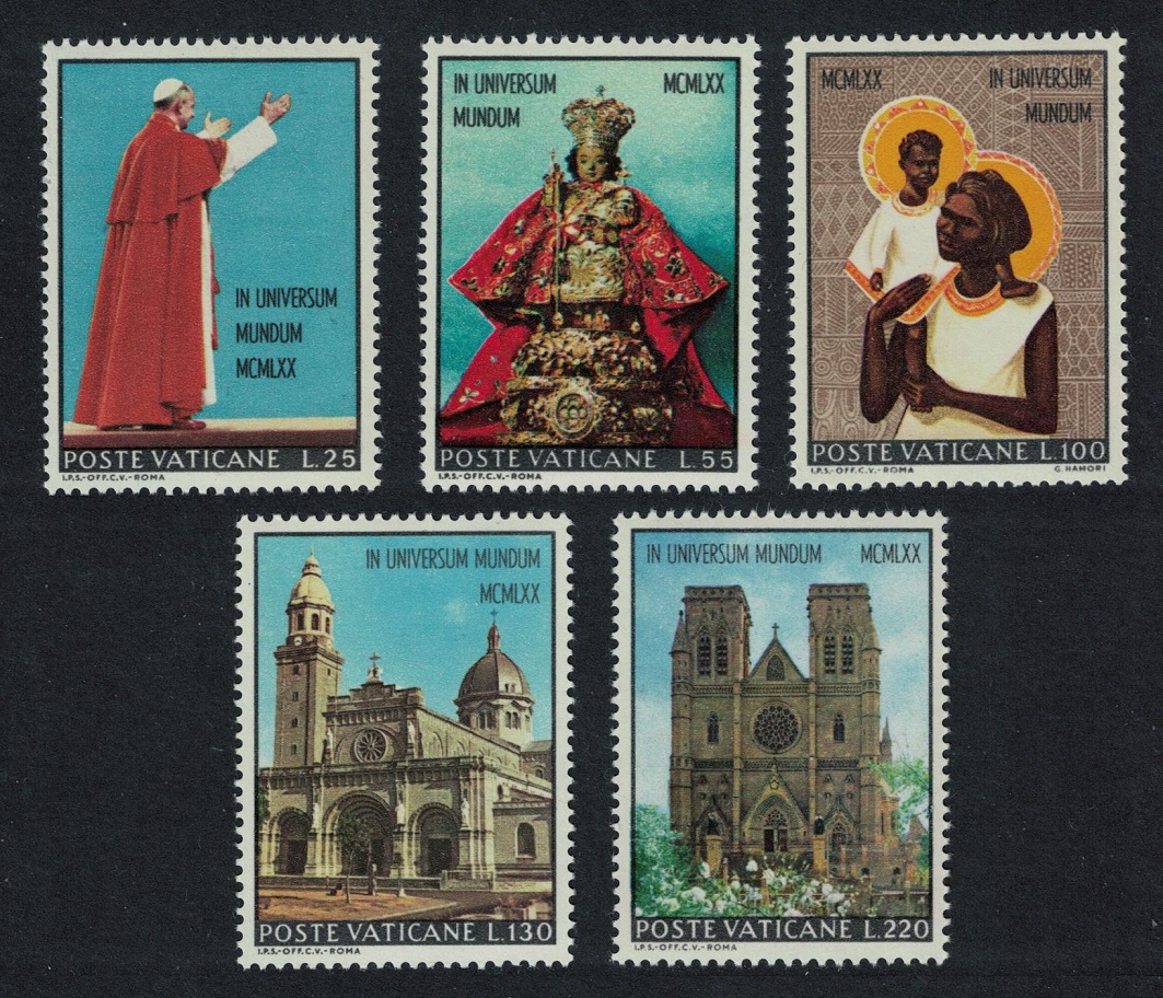 Vatican Visit of Pope Paul VI to Asia and Oceania 5v 1970 MNH SG#547-551 Sc#495-499