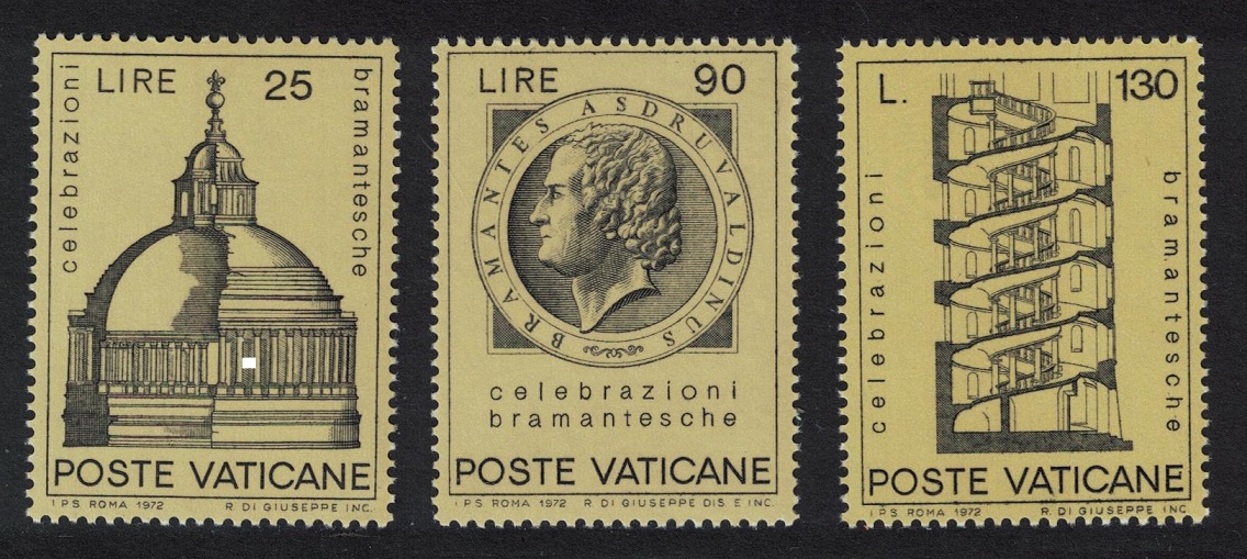 Vatican Bramante Architect Celebrations 3v 1972 MNH SG#571-573 Sc#515-517