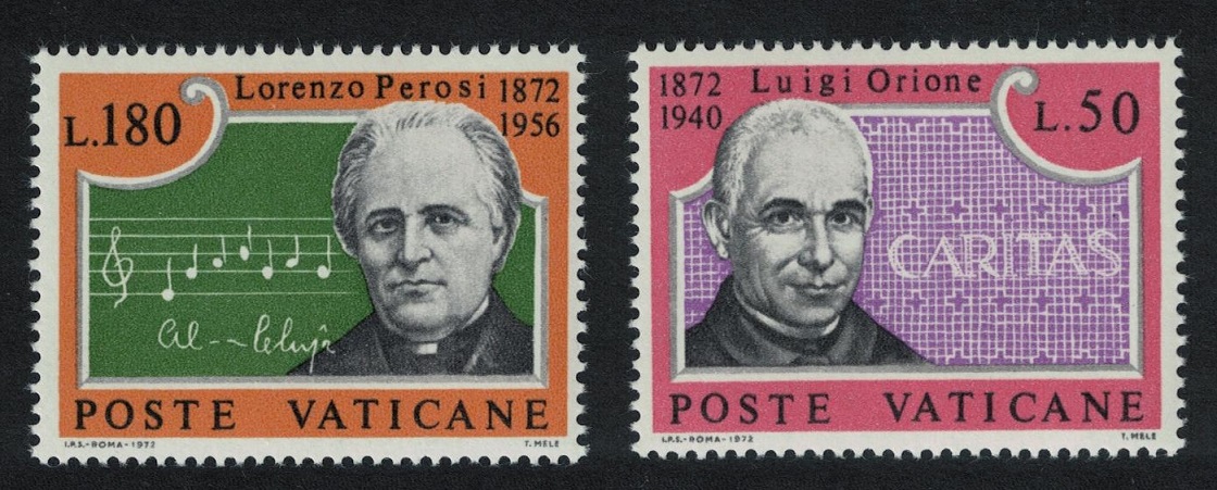 Vatican Caritas Founder Luigi Orione Music Composer 2v 1972 MNH SG#586-587 Sc#526-527