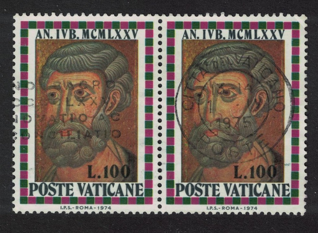 Vatican St Peter Pair T2 1974 Canc SG#629 Sc#568