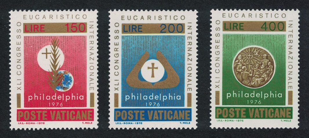 Vatican 41st International Eucharistic Congress 3v 1976 MNH SG#656-658 Sc#592-594