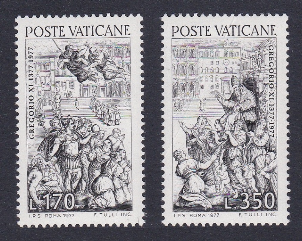 Vatican Frescos by G. Vasari Pope Gregory 2v 1977 MNH SG#677-678 Sc#614a