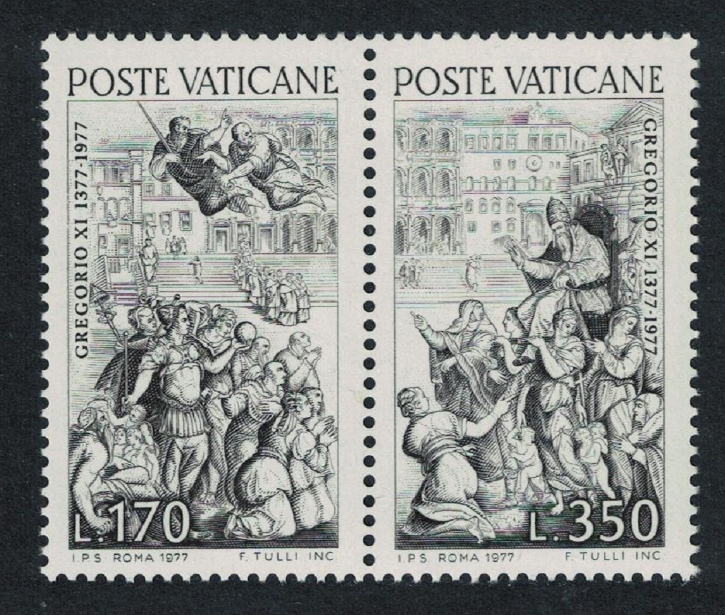 Vatican Frescos by G. Vasari Pope Gregory 2v in pair 1977 MNH SG#677-678 Sc#614a