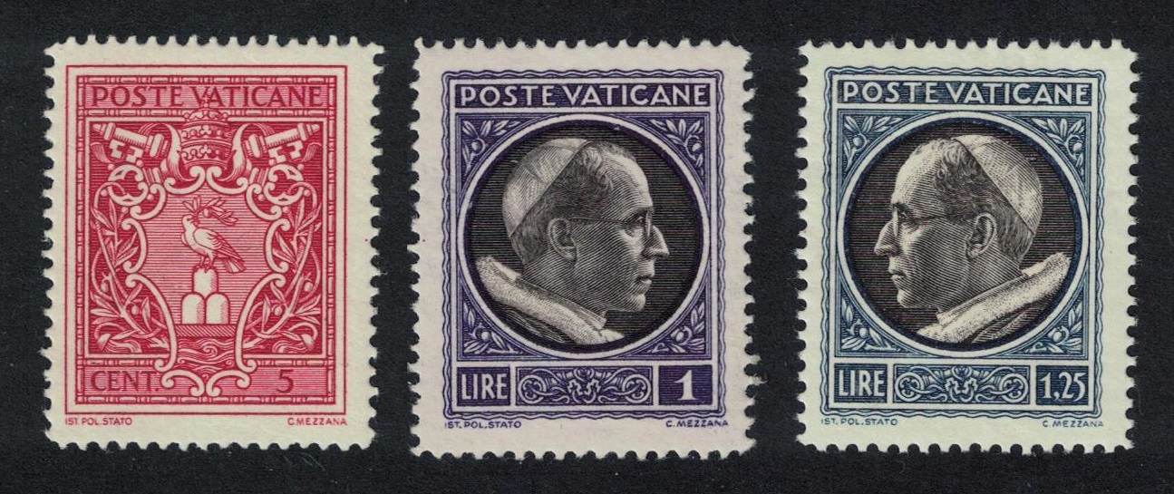 Vatican First Anniversary of Coronation of Pope Pius XII 3v 1940 MH SG#80-82 MI#84-86 Sc#72-74