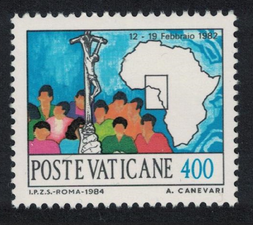 Vatican Crucifix crowd and map of Africa 1984 MNH SG#819 Sc#740