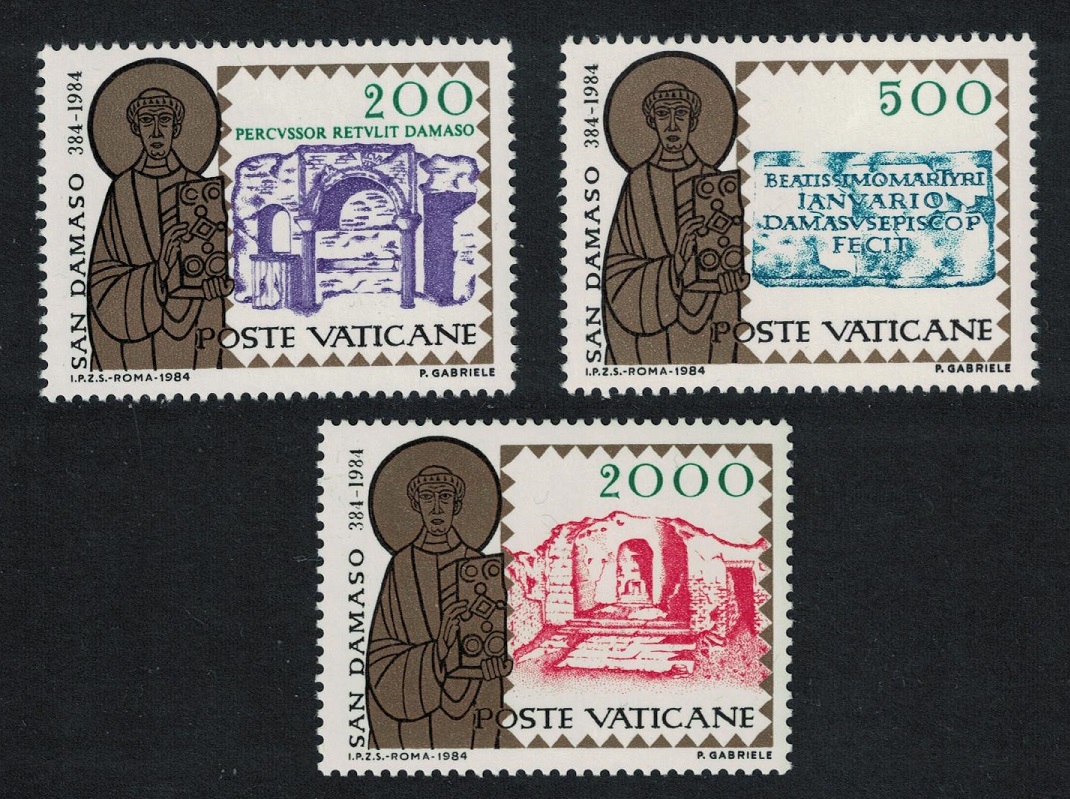 Vatican 1600th Death Anniversary of Pope St Damasus 3v 1984 MNH SG#826-828 Sc#749-751