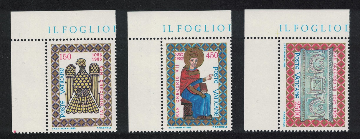 Vatican Pope Gregory VII 3v Corners 1985 MNH SG#839-841 Sc#758-760