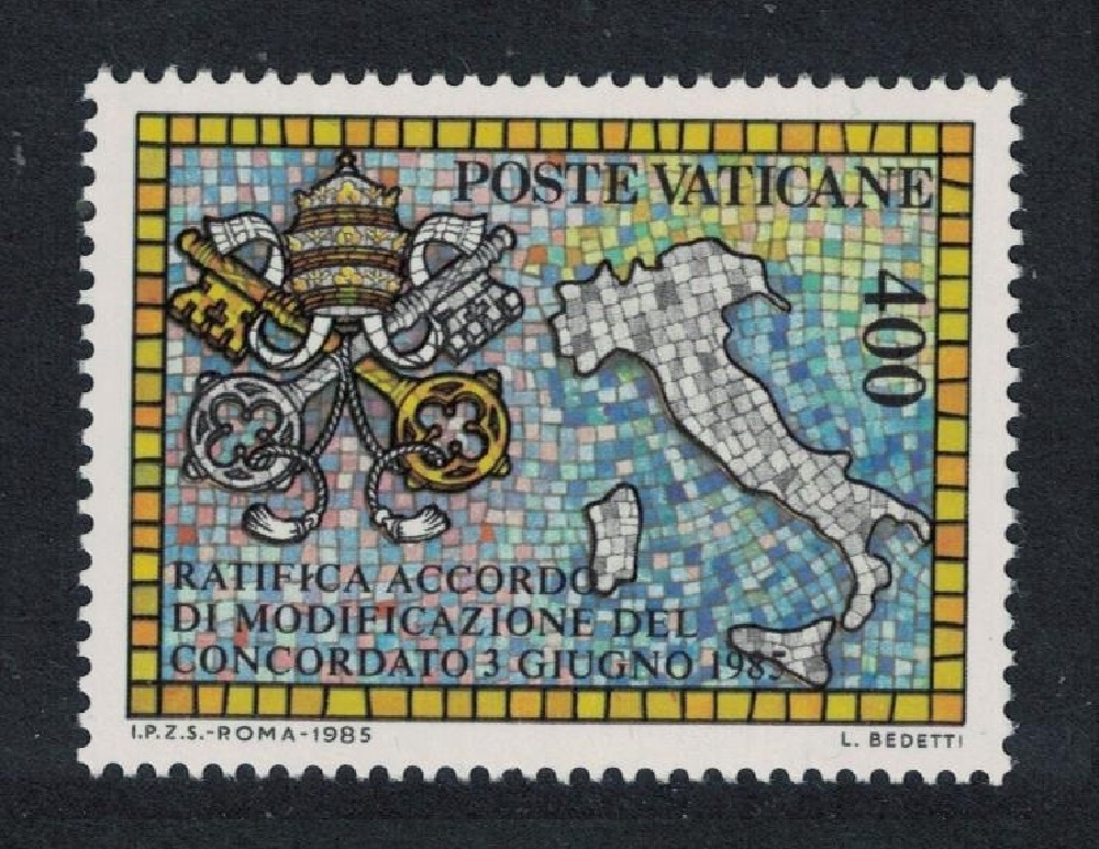 Vatican Roman Mosaic Map of Italy Symbol of Holy See 1985 MNH SG#842 Sc#765