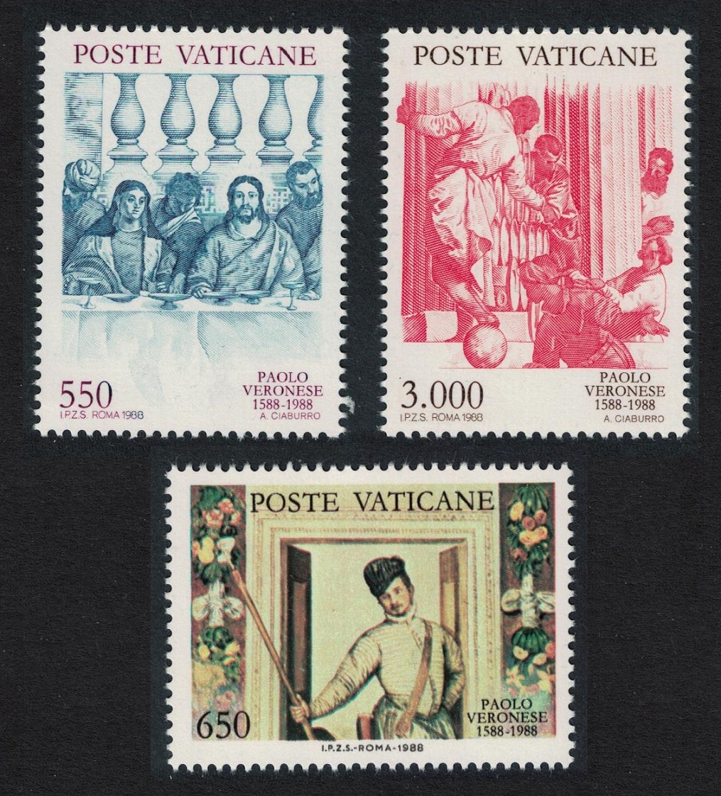 Vatican Paolo Veronese Painter 3v 1988 MNH SG#909-911 Sc#816-818